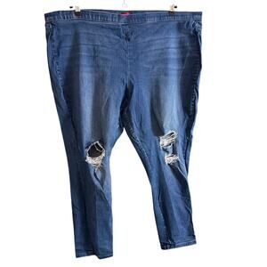 Jennifer Lopez Women's Plus Size Destructed Denim Jegging Leggings Size 24 24WS
